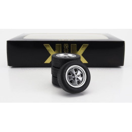 KK SCALE ACCESSORIES SET 4X WHEELS AND RIMS FOR PORSCHE 911 CARRERA CLUBSPORT - GREY MET 1/18
