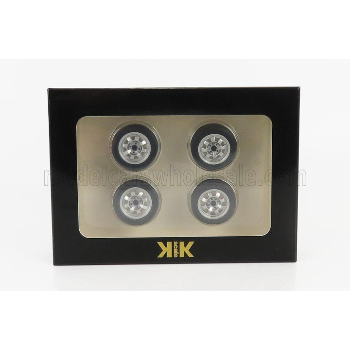 KK SCALE ACCESSORIES 4X  WHEELS AND RIMS SET  FOR PORSCHE 924 TURBO 1986 - SILVER 1/18