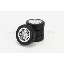 KK SCALE ACCESSORIES 4X  WHEELS AND RIMS SET  FOR PORSCHE 924 TURBO 1986 - SILVER 1/18
