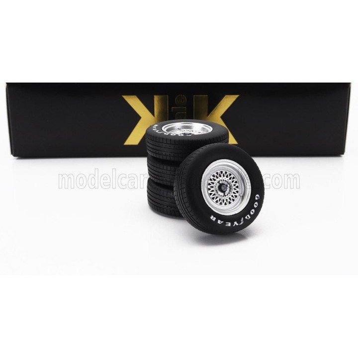 KK SCALE ACCESSORIES SET 4X WHEELS AND RIMS FOR ESPRIT TURBO 1981 - BLACK SILVER 1/18