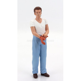 KK SCALE FIGURES JAMES STANDING FOR PORSCHE 356 A SPEEDSTER 1955 - LIGHT BLUE WHITE 1/12