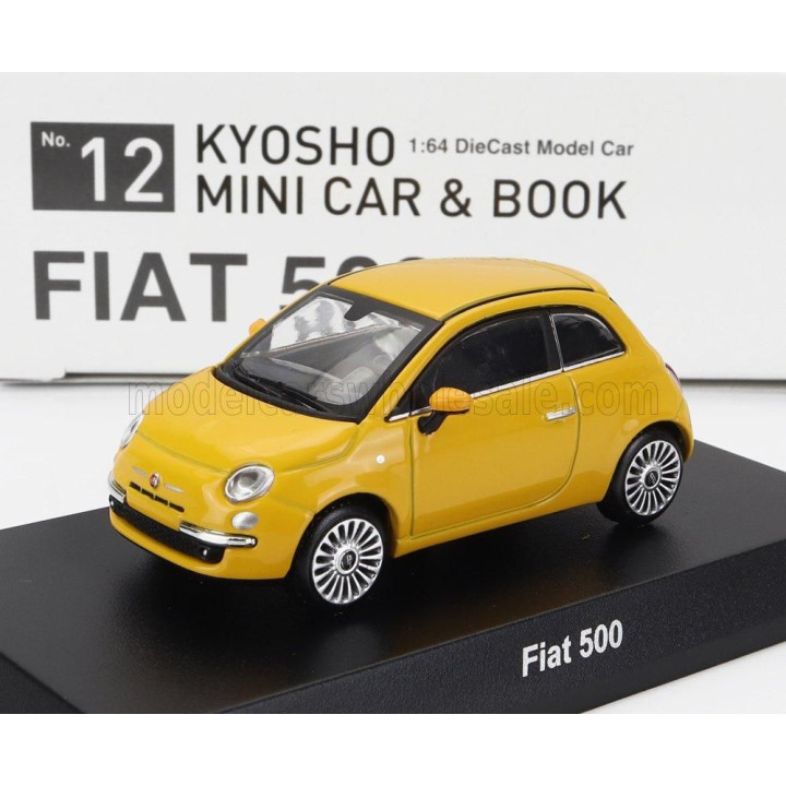 KYOSHO FIAT NUOVA 500 2007 WITH BOOK - YELLOW 1/64