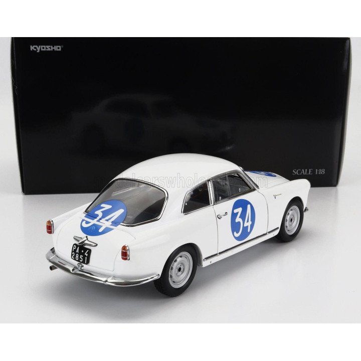 KYOSHO ALFA ROMEO GIULIETTA SV SPRINT VELOCE N 34 TARGA FLORIO 1960 EMANUELE - ALDEBARAN (CHECCO D'ANGELO) - WHITE 1/18