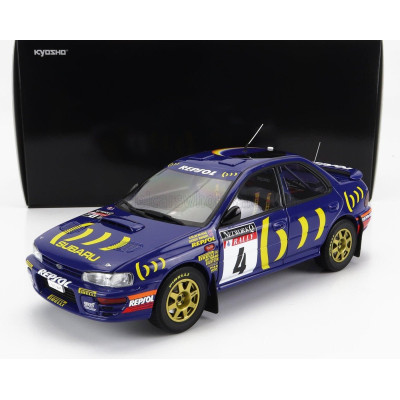 KYOSHO SUBARU IMPREZA 555 REPSOL N 4 WINNER RALLY RAC LOMBARD 1994 C.McRAE - D.RINGER - BLUE YELLOW 1/18