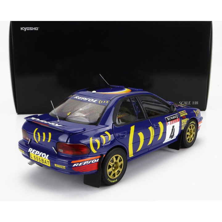KYOSHO SUBARU IMPREZA 555 REPSOL N 4 WINNER RALLY RAC LOMBARD 1994 C.McRAE - D.RINGER - BLUE YELLOW 1/18