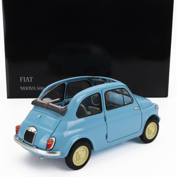 KYOSHO FIAT 500 D CABRIOLET OPEN 1960 - CELESTE CROCIERA - LIGHT BLUE 1/18