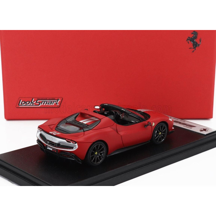LOOKSMART FERRARI 296 GTS SPIDER ASSETTO FIORANO OPEN ROOF 2022 - ROSSO F1-75 - MATT RED SILVER 1/43