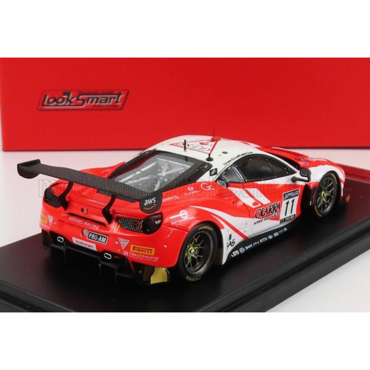 LOOKSMART FERRARI 488 GT3 EVO TEAM KESSEL RACING N 11 24h SPA 2021 D.FUMANELLI - G.RODA - T.KOHMANN - RED FLUO WHITE 1/43