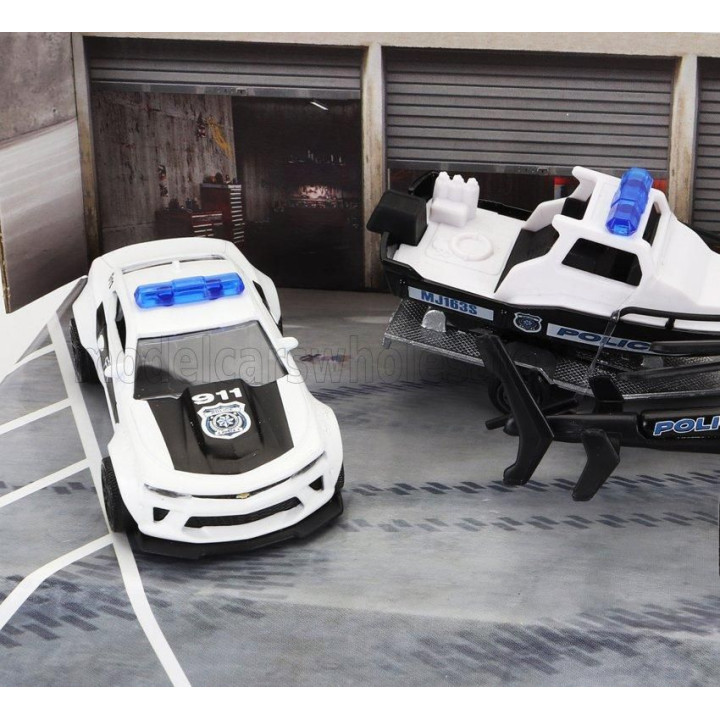MAJORETTE CHEVROLET SET ASSORTMENT 5 CARS POLICE FORCE PIECES - WHITE BLACK 1/64