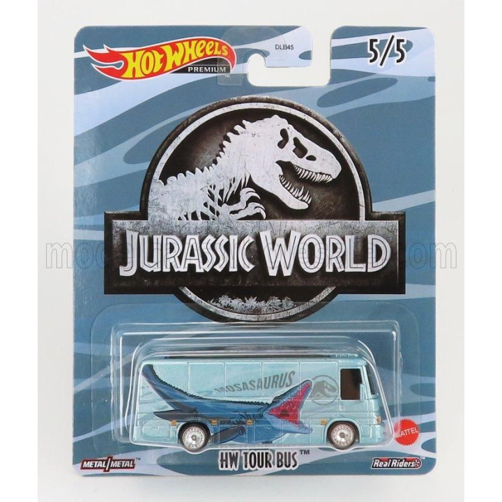 MATTEL HOT WHEELS TRUCK HW TOUR AUTOBUS - JURASSIC WORLD - LIGHT BLUE MET 1/64