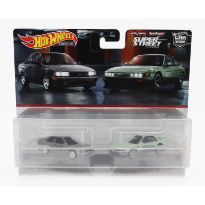 MATTEL HOT WHEELS NISSAN 2X SENTRA SE-R 1991 - SILVIA (S13) 1988 - GREY GREEN 1/64