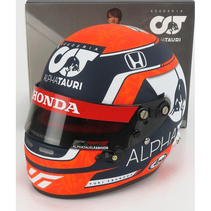 MINI HELMET ARAI HELMET F1  CASCO HELMET AT02 HONDA RA620H TEAM ALPHA TAURI N 22 SEASON 2021 YUKI TSUNODA - WHITE BLACK RED 1/2