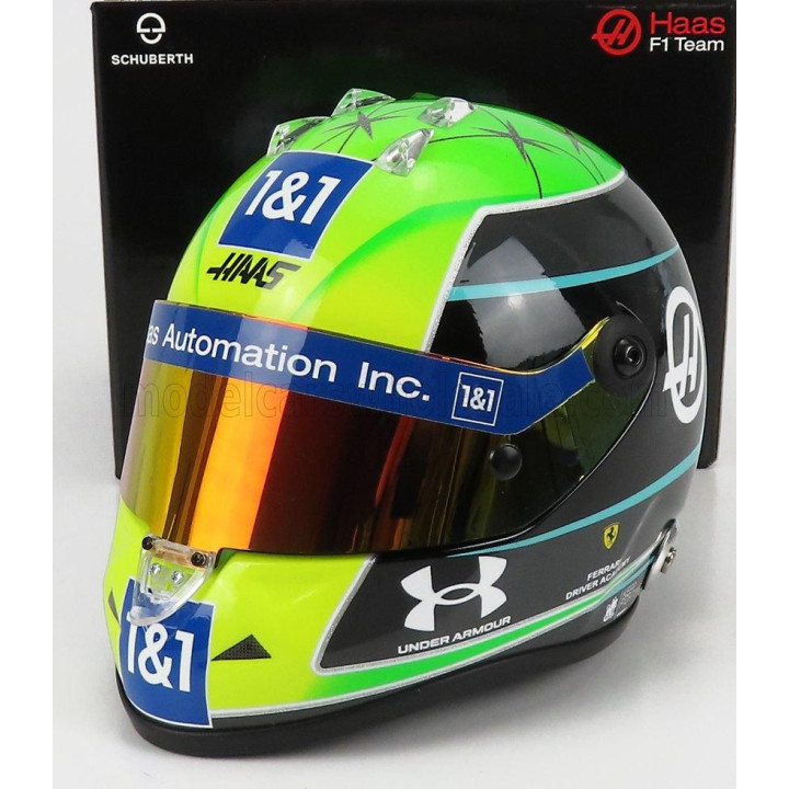 MINI HELMET SCHUBERTH HELMET F1 CASCO HELMET VF-22 TEAM HAAS N 47 SEASON 2022 MICK SCHUMACHER - GREEN BLACK YELLOW 1/2
