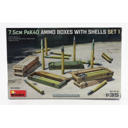 MINIART ACCESSORIES 7.5 CM PAK 40 AMMO BOXES WITH SHELLS MILITARY SET I 1945 1/35