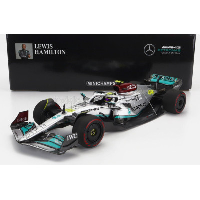 MINICHAMPS MERCEDES GP F1 W13E TEAM MERCEDES-AMG PETRONAS F1 N 44 SPAIN GP 2022 LEWIS HAMILTON - SILVER GREEN 1/18