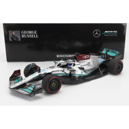 MINICHAMPS MERCEDES GP F1 W13E TEAM MERCEDES-AMG PETRONAS F1 N 63 (first f1 win) WINNER BRAZILIAN GP 2022 GEORGE RUSSEL - SILVER