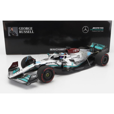 MINICHAMPS MERCEDES GP F1 W13E TEAM MERCEDES-AMG PETRONAS F1 N 63 (first f1 win) WINNER BRAZILIAN GP 2022 GEORGE RUSSEL - SILVER