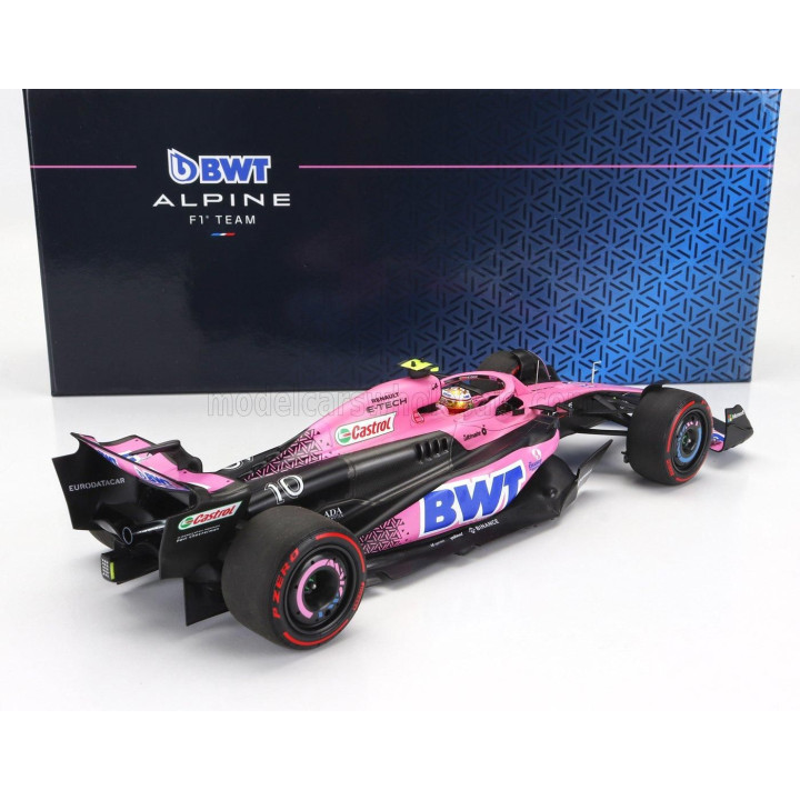 MINICHAMPS ALPINE F1  A523 TEAM BWT ALPINE N 10 9th BAHRAIN GP WITH PIT BOARD 2023 PIERRE GASLY - PINK BLACK BLUE 1/18