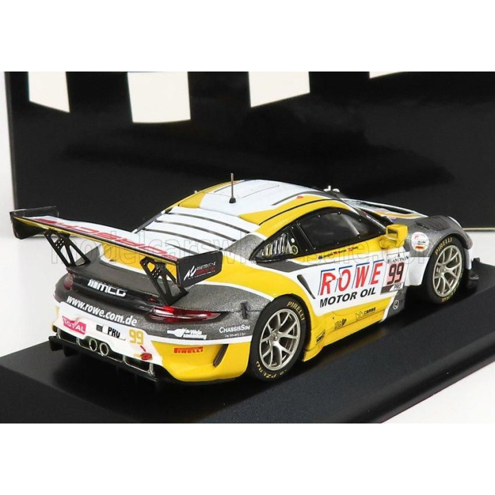 MINICHAMPS PORSCHE 911 991-2 TEAM ROWE RACING N 99 7th 24h SPA 2019 D.OLSEN - M.CAMPBELL - D.WERNER - GREY WHITE YELLOW 1/43