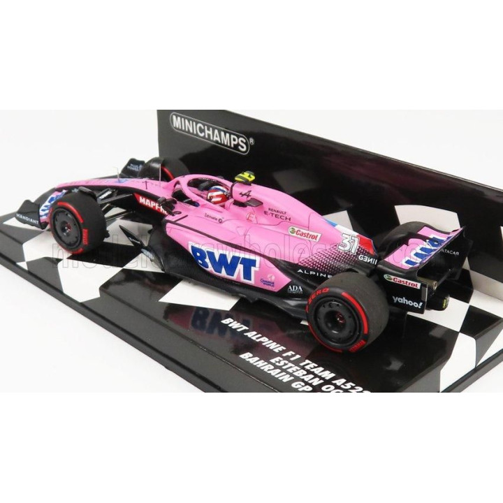 MINICHAMPS ALPINE F1 A522 TEAM ALPINE BWT N 31 BAHRAIN GP 2022 ESTEBAN OCON - PINK BLUE 1/43