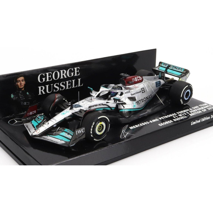 MINICHAMPS MERCEDES GP F1 W13E TEAM MERCEDES-AMG PETRONAS F1 N 63 SILVERSTONE BRITISH GP 2022 GEORGE RUSSEL - SILVER GREEN 1/43