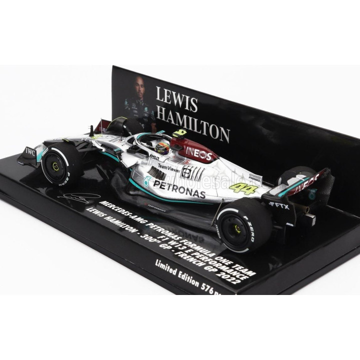 MINICHAMPS MERCEDES GP F1 W13E TEAM MERCEDES-AMG PETRONAS F1 N 44 (300th F1 GRAND PRIX) 2nd FRANCE GP 2022 LEWIS HAMILTON - SILV