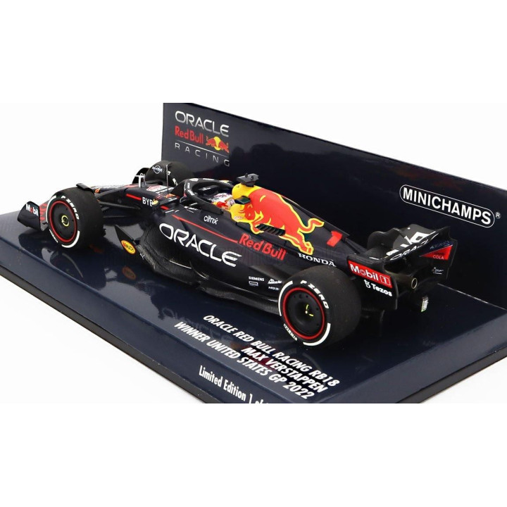 MINICHAMPS RED BULL F1  RB18 TEAM ORACLE RED BULL RACING N 1 WINNER AUSTIN USA GP WORLD CHAMPION 2022 MAX VERSTAPPEN - MATT BLUE