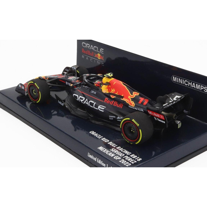 MINICHAMPS RED BULL F1  RB18 TEAM ORACLE RED BULL RACING N 11 3rd MEXICO GP 2022 SERGIO PEREZ - MATT BLUE YELLOW RED 1/43