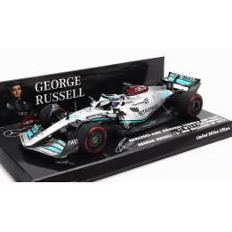 MINICHAMPS MERCEDES GP F1 W13E TEAM MERCEDES-AMG PETRONAS F1 N 63 (first f1 win) WINNER BRAZILIAN GP 2022 GEORGE RUSSEL - SILVER