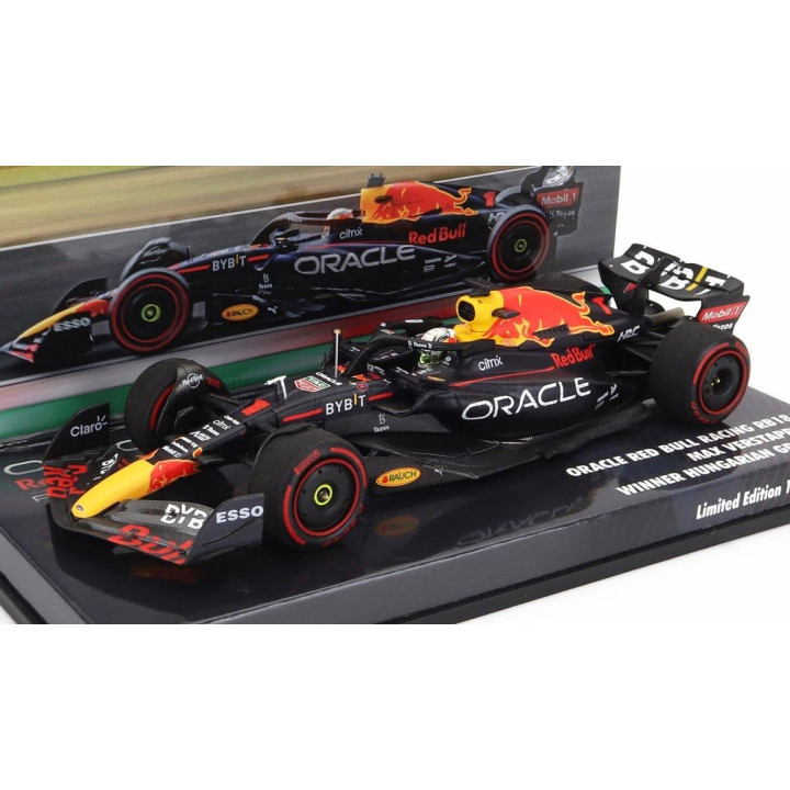 MINICHAMPS RED BULL F1  RB18 TEAM ORACLE RED BULL RACING N 1 WORLD CHAMPION WINNER HUNGARIAN GP 2022 MAX VERSTAPPEN - MATT BLUE 
