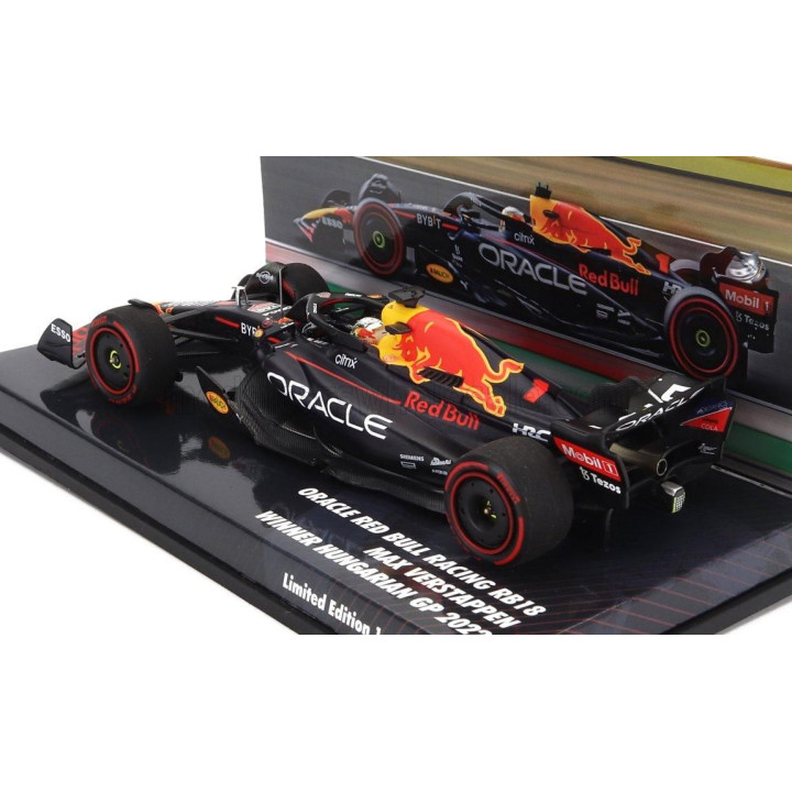 MINICHAMPS RED BULL F1  RB18 TEAM ORACLE RED BULL RACING N 1 WORLD CHAMPION WINNER HUNGARIAN GP 2022 MAX VERSTAPPEN - MATT BLUE 