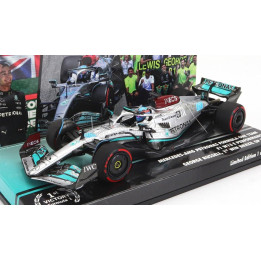MINICHAMPS MERCEDES GP F1 W13E TEAM MERCEDES-AMG PETRONAS F1 N 63 (first f1 win) WINNER BRAZILIAN GP 2022 GEORGE RUSSEL - SILVER