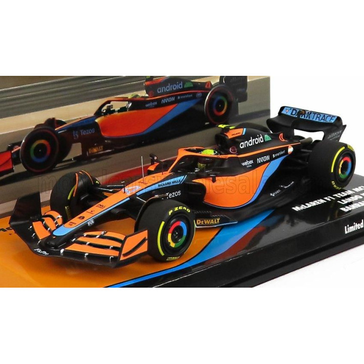 MINICHAMPS McLAREN F1  MCL36 MERCEDES TEAM MCLAREN N 4 BAHRAIN GP 2022 LANDO NORRIS - ORANGE LIGHT BLUE 1/43