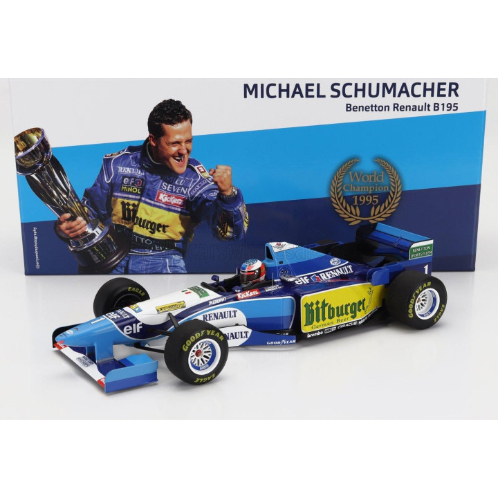 MINICHAMPS BENETTON F1  B195 TEAM MILD SEVEN RENAULT N 1 WORLD CHAMPION WINNER PACIFIC GP 1995 MICHAEL SCHUMACHER - BLUE YELLOW 