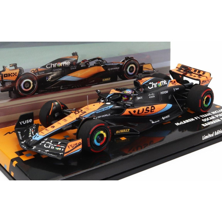 MINICHAMPS McLAREN F1  MCL60 TEAM McLAREN N 81 BAHRAIN GP 2023 OSCAR PIASTRI - ORANGE BLUE BLACK 1/43