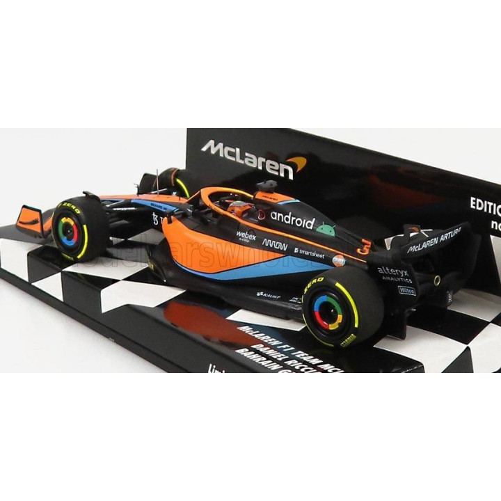 MINICHAMPS McLAREN F1  MCL36 MERCEDES TEAM MCLAREN N 3 BAHRAIN GP 2022 DANIEL RICCIARDO - ORANGE LIGHT BLUE 1/43