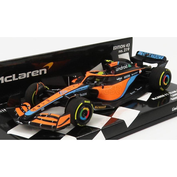 MINICHAMPS McLAREN F1  MCL36 MERCEDES TEAM MCLAREN N 4 BAHRAIN GP 2022 LANDO NORRIS - ORANGE LIGHT BLUE 1/43