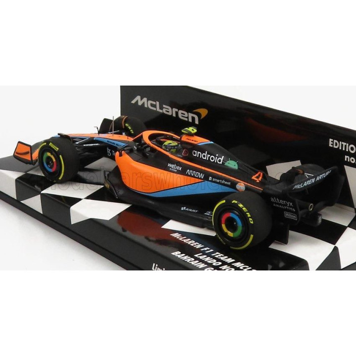 MINICHAMPS McLAREN F1  MCL36 MERCEDES TEAM MCLAREN N 4 BAHRAIN GP 2022 LANDO NORRIS - ORANGE LIGHT BLUE 1/43