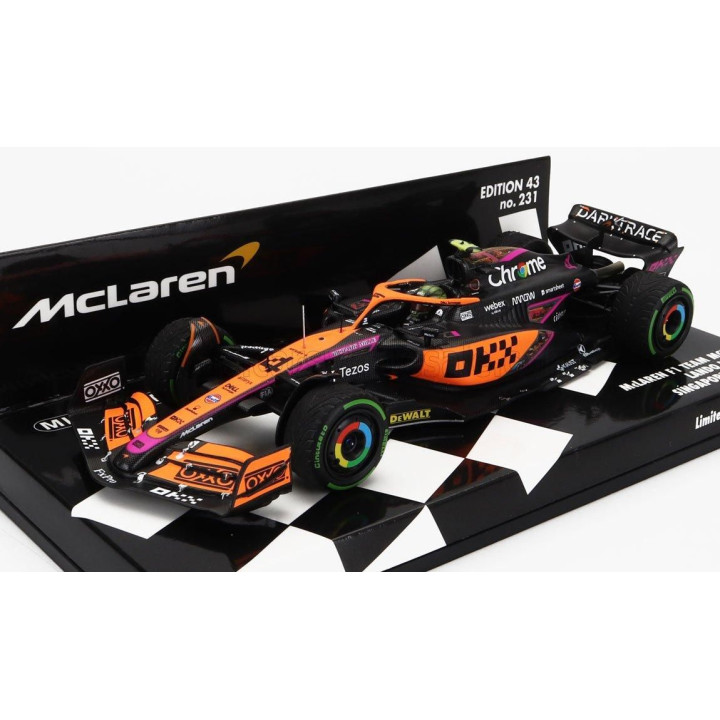MINICHAMPS McLAREN F1  MCL36 MERCEDES TEAM MCLAREN N 3 SINGAPORE GP 2022 DANIEL RICCIARDO - ORANGE LIGHT BLUE 1/43
