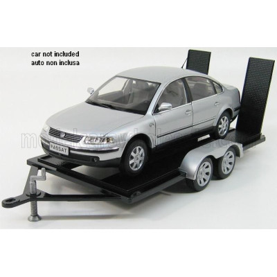 MOTOR MAX ACCESSORIES CARRELLO TRASPORTO AUTO 2-ASSI - CAR TRANSPORTER TRAILER - BLACK SILVER 1/18