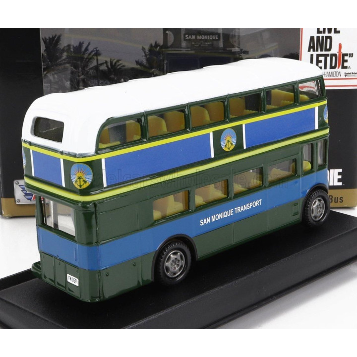 MOTOR MAX DECKER DIORAMA - AUTOBUS 1960 - 007 JAMES BOND - LIVE AND LET DIE - VIVI E LASCIA MORIRE - BLUE GREEN 1/36