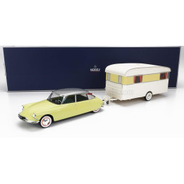 NOREV CITROEN DS19 WITH ROULOTTE 1960 - YELLOW WHITE 1/18
