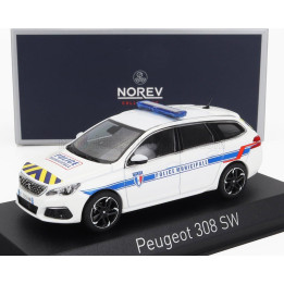 NOREV PEUGEOT 308 SW STATION WAGON POLICE MUNICIPALE 2018 - WHITE 1/43