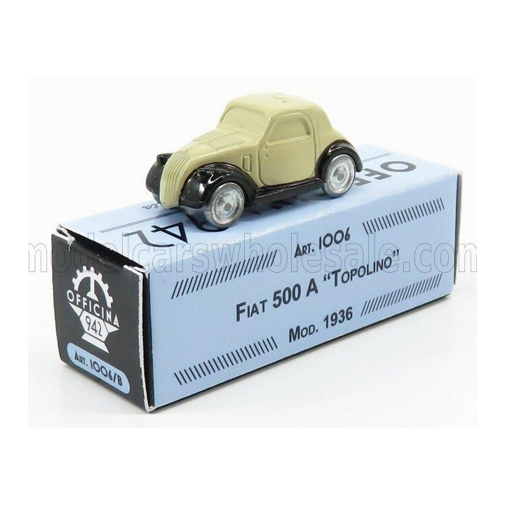 OFFICINA 942 FIAT 500A TOPOLINO 1936 - BEIGE BLACK 1/76
