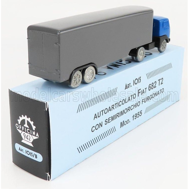 OFFICINA 942 FIAT 682 T2 TRUCK SEMIRIMORCHIO FURGONATO 1955 - BLUE SILVER 1/76