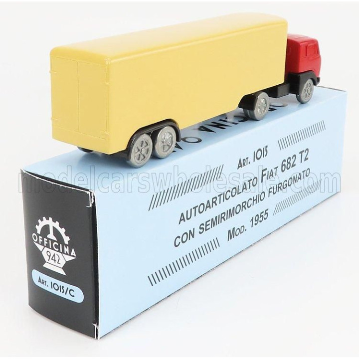 OFFICINA 942 FIAT 682 T2 TRUCK SEMIRIMORCHIO FURGONATO 1955 - RED CREAM 1/76