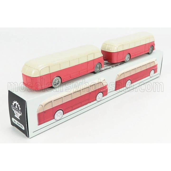 OFFICINA 942 FIAT 666RN AUTOBUS CON RIMORCHIO VIBERTI PARIGI 1946 - PINK CREAM 1/76