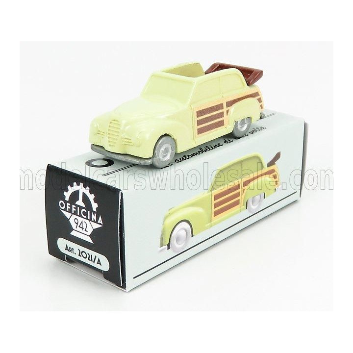 OFFICINA 942 FIAT 1100 E CABRIOLET OPEN VENILIA CARROZZERIA SAVIO 1949 - LIGHT YELLOW WOOD 1/76