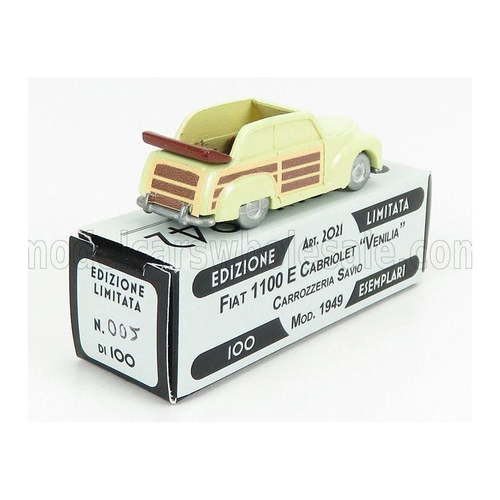 OFFICINA 942 FIAT 1100 E CABRIOLET OPEN VENILIA CARROZZERIA SAVIO 1949 - LIGHT YELLOW WOOD 1/76