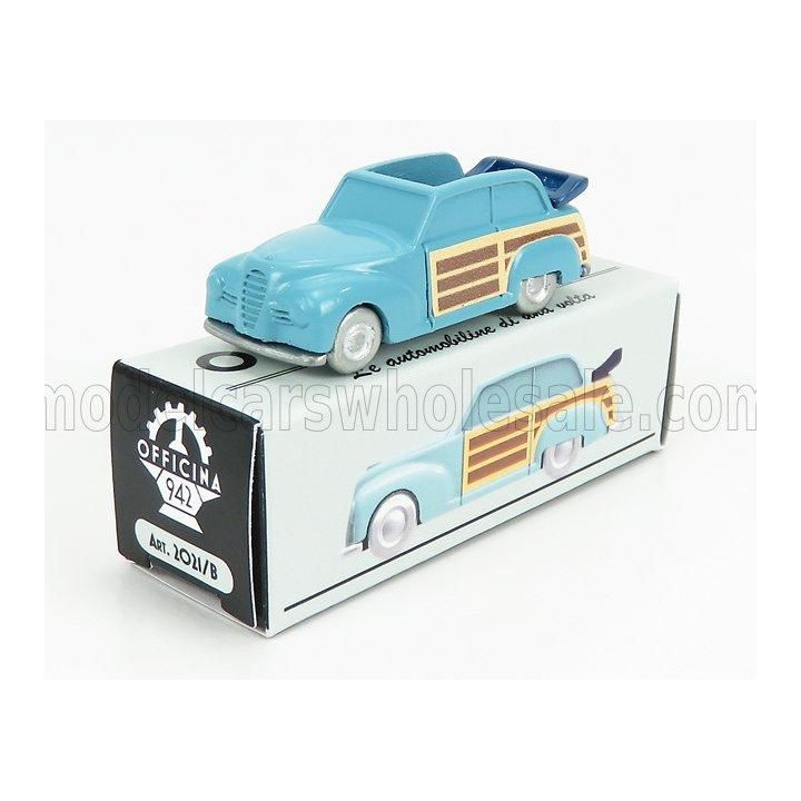 OFFICINA 942 FIAT 1100 E CABRIOLET OPEN VENILIA CARROZZERIA SAVIO 1949 - LIGHT BLUE WOOD 1/76